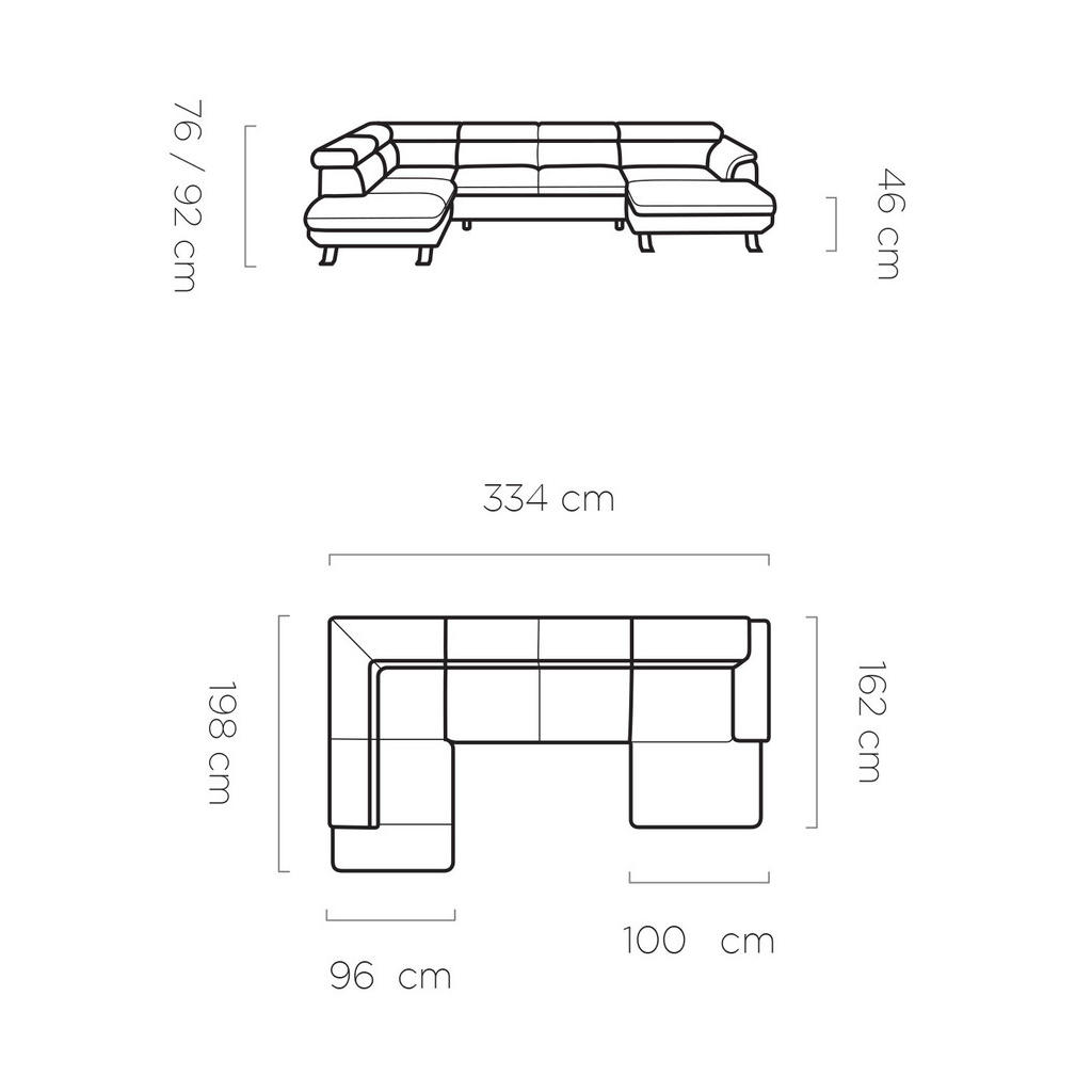 Thumbnail - DomoHome Eckschlafsofa, Edelstahl, Textil, Rechteckig, 334x198 cm, Wohnzimmer, Sofas & Couches, Wohnlandschaften, Ecksof...