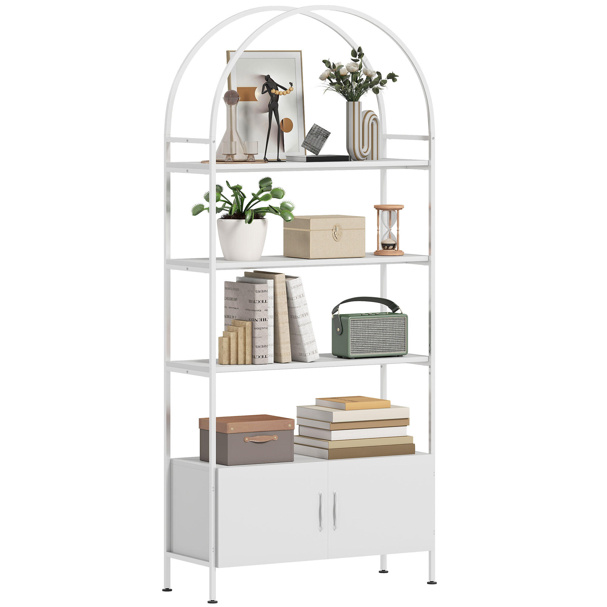 REGAL DE-15560 4 Ebenen mit Doppeltürschrank Weiß - Weiß, Holzwerkstoff (30/187/80cm) - ComfortXL