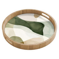 TABLETT - Japandi - Abstrakt - Grün - 50x50 cm - Grün, Holz (50/5/5cm) - OnlyWow
