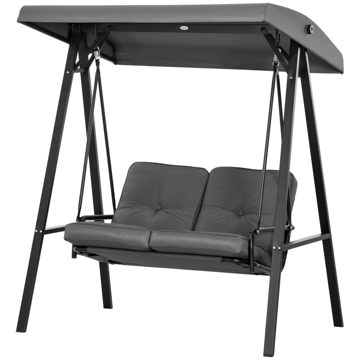 HOLLYWOODSCHAUKEL DE-07091 2-Sitzer, verstellbares Dach, bis 220 kg Dunkelgrau - Dunkelgrau, Metall (145/172/116cm) - ComfortXL