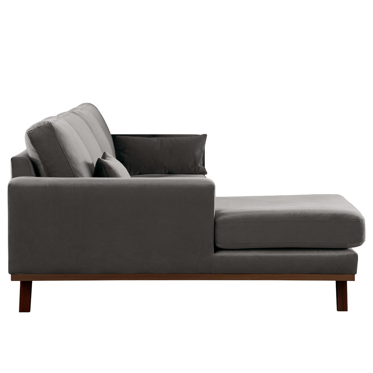 ECKSOFA mit Longchair - Dunkelgrau/Buchefarben, Textil (281/153cm) - home24