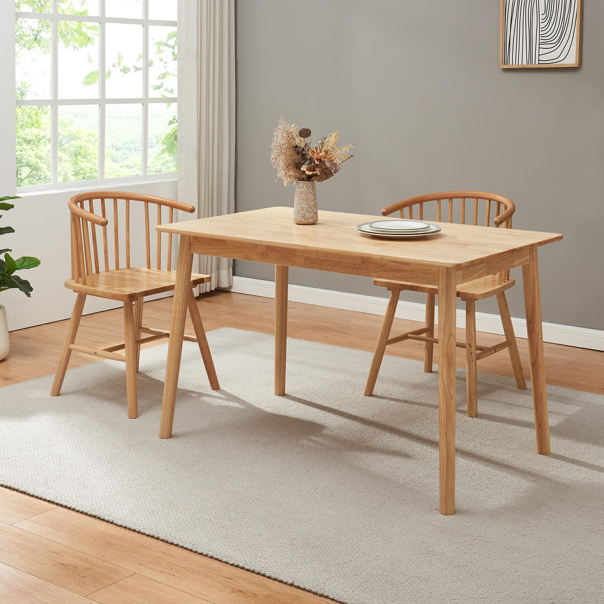 JÍDELNÍ STŮL Klijori - přírodní, dřevo (70/120/73.5cm) - [en.casa]