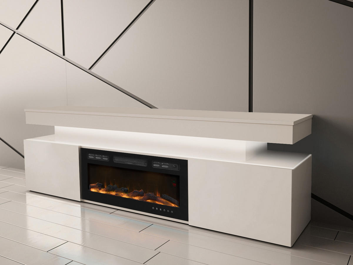 TV-LOWBOARD EF 2D Glossa Bis mit Kamin - Sandfarben, Holzwerkstoff/Kunststoff (190/59/41cm) - MIRJAN24