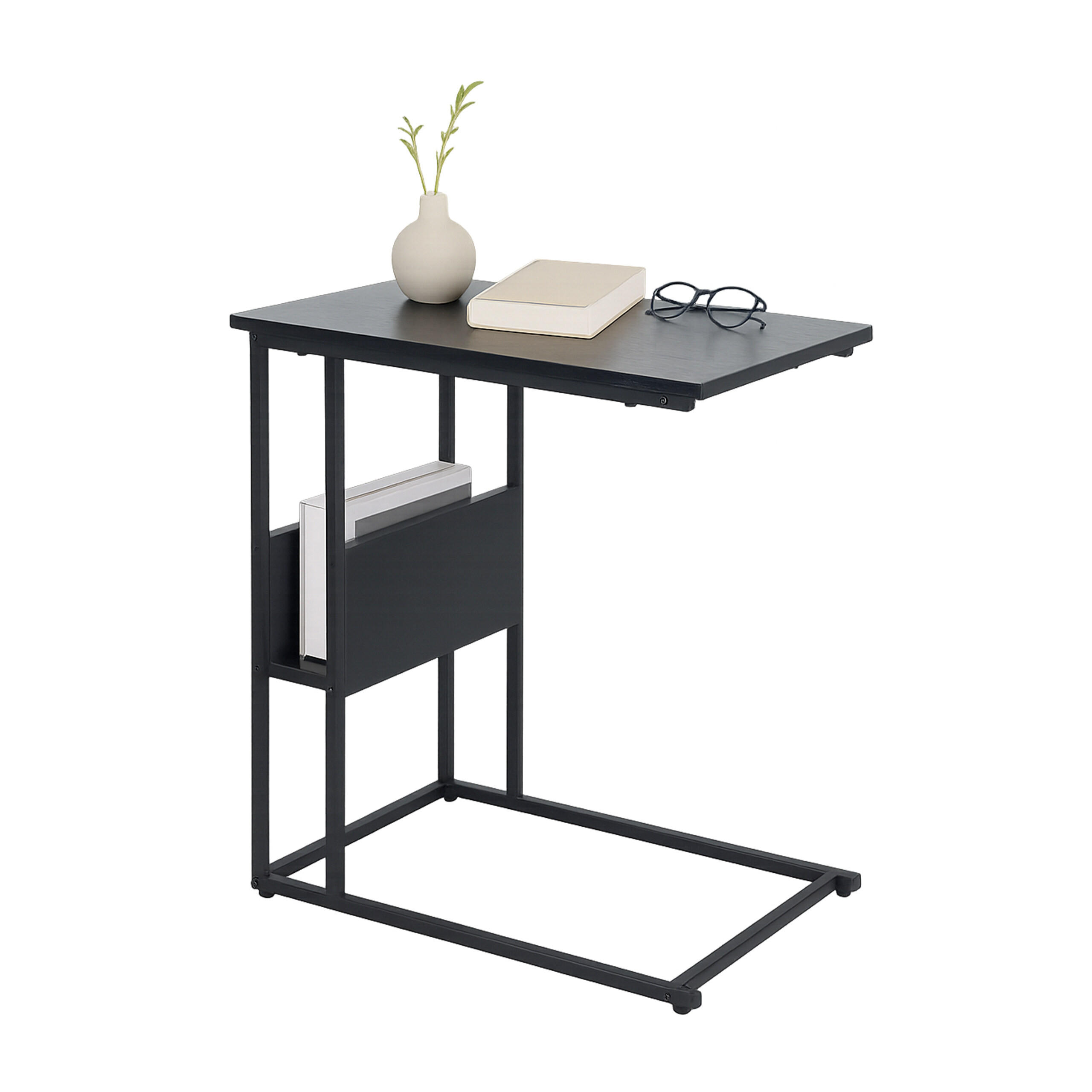 BEISTELLTISCH - Schwarz, Holzwerkstoff/Metall (36/55/60cm) - Relaxdays