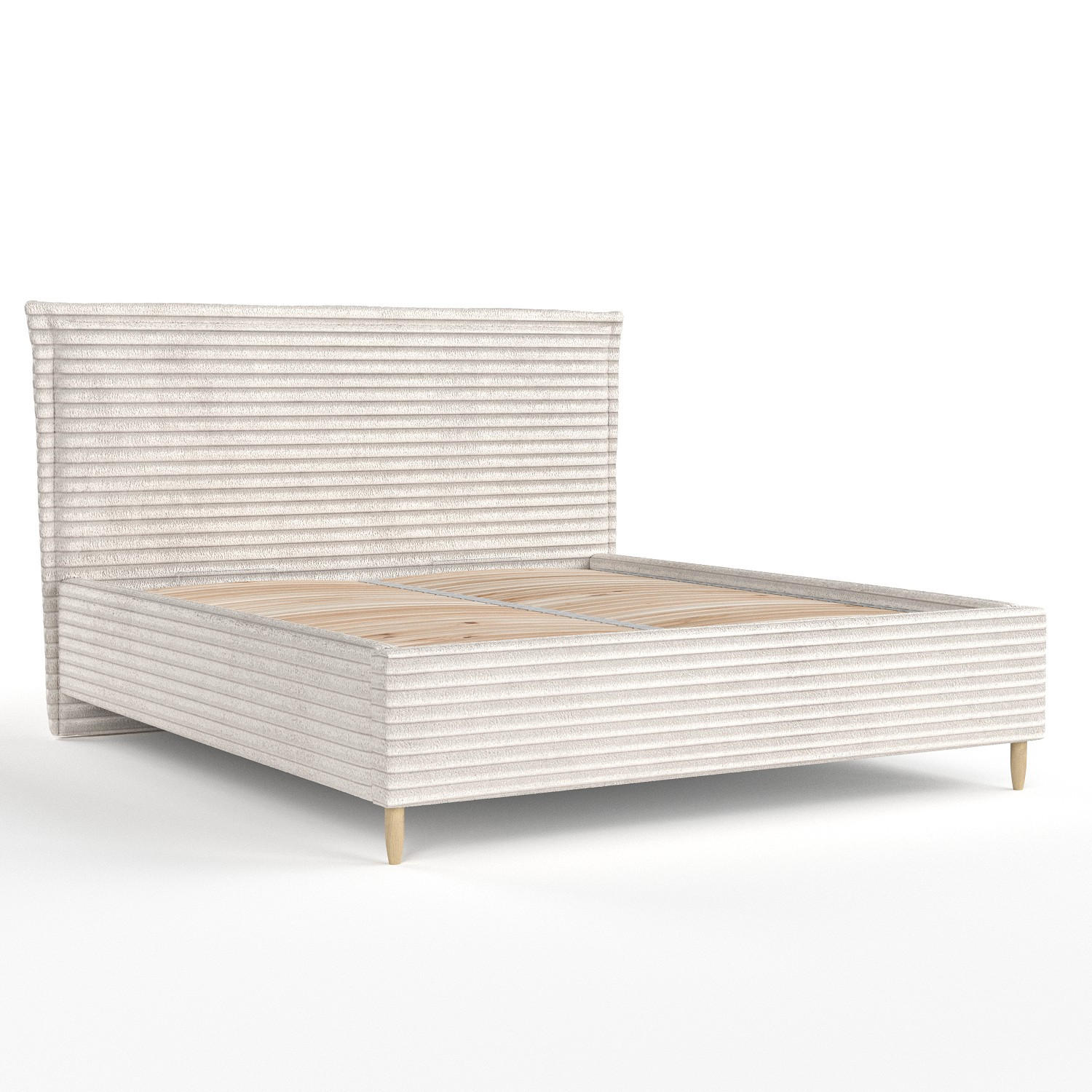 POLSTERBETT Cape Cod Creme 140/200 cm im Samtstoff - Creme/Naturfarben, Holz/Holzwerkstoff (140/200cm) - Maison de Reve