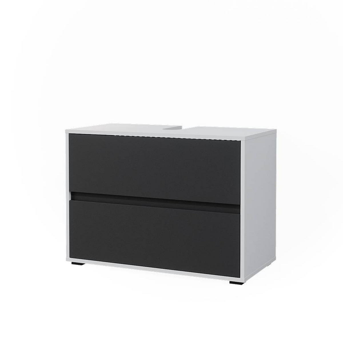 WASCHBECKENUNTERSCHRANK Maltin Weiß/Anthrazit 80x58 cm mit zwei großen Schublade - Anthrazit/Weiß, Holzwerkstoff (80.2/58.2/40.1cm) - Vicco
