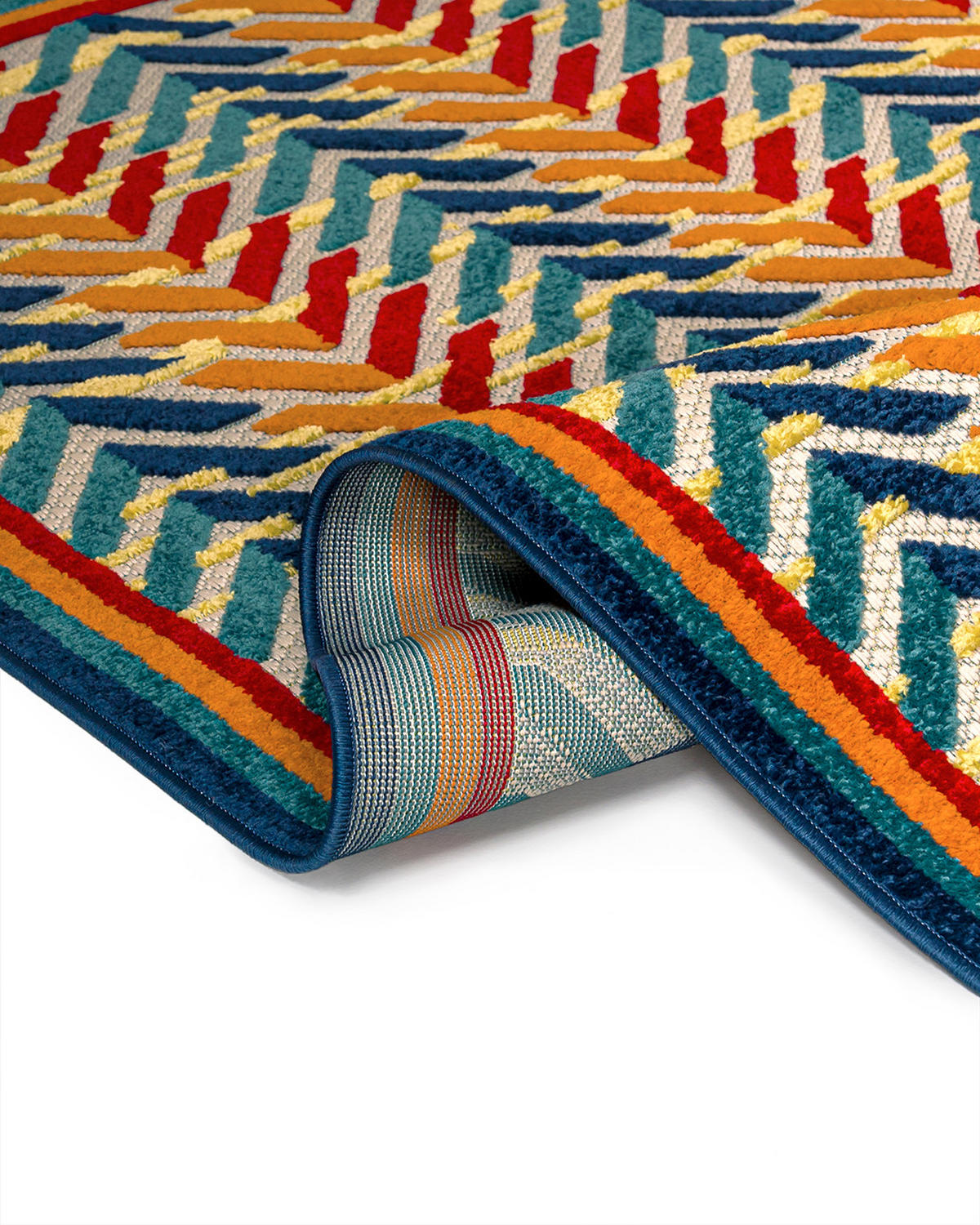 TEPPICH In-& Outdoor Fano Frecce Mazovia 120x170cm Blau Orange Abstrakt Kurzflor - Multicolor, Textil (120/170cm) - Mazovia