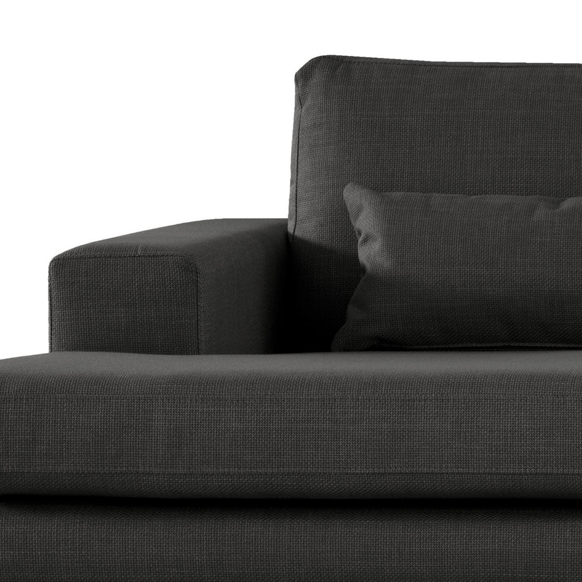 ECKSOFA mit Longchair - Eichefarben/Schwarz, Eichenholz/Textil (281/153cm) - home24