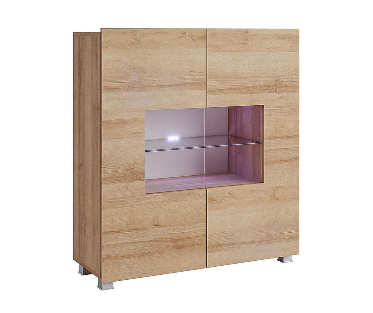 WOHNWAND Kossana 17 Modern Goldene Eiche 300/155/43 cm Stauraumwunder - Hellbraun, Holzwerkstoff/Kunststoff (300/155/43cm) - AX Living