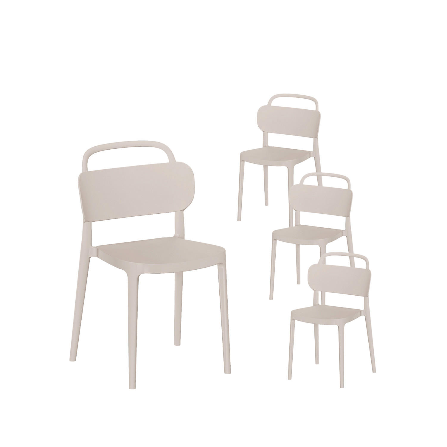 GARTENSTUHL Edda Beige 47 cm x 78 cm 4er-Set - Beige, Kunststoff (47/78/51cm) - Klast Home