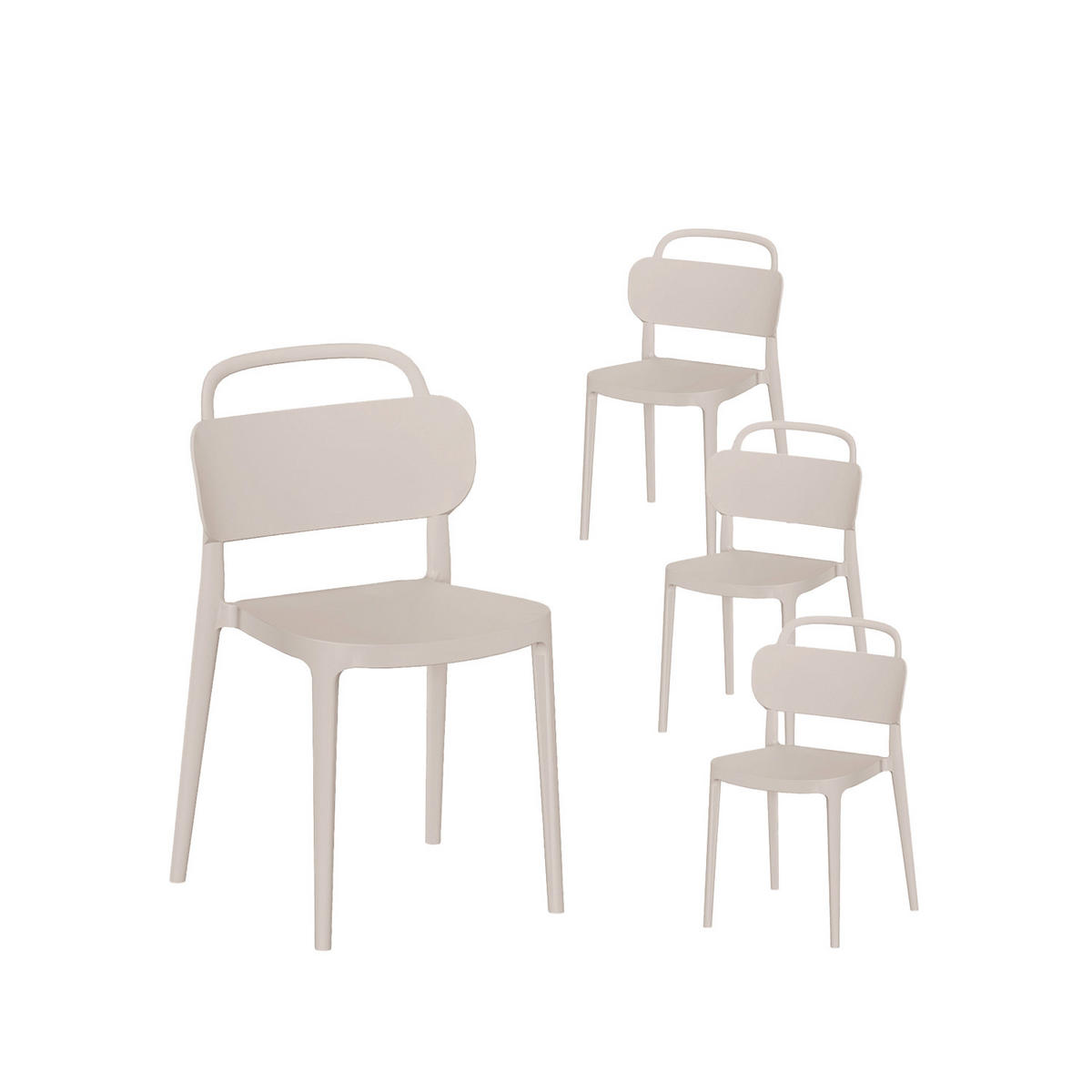 GARTENSTUHL Edda Beige 47 cm x 78 cm 4er-Set - Beige, Kunststoff (47/78/51cm) - Klast Home