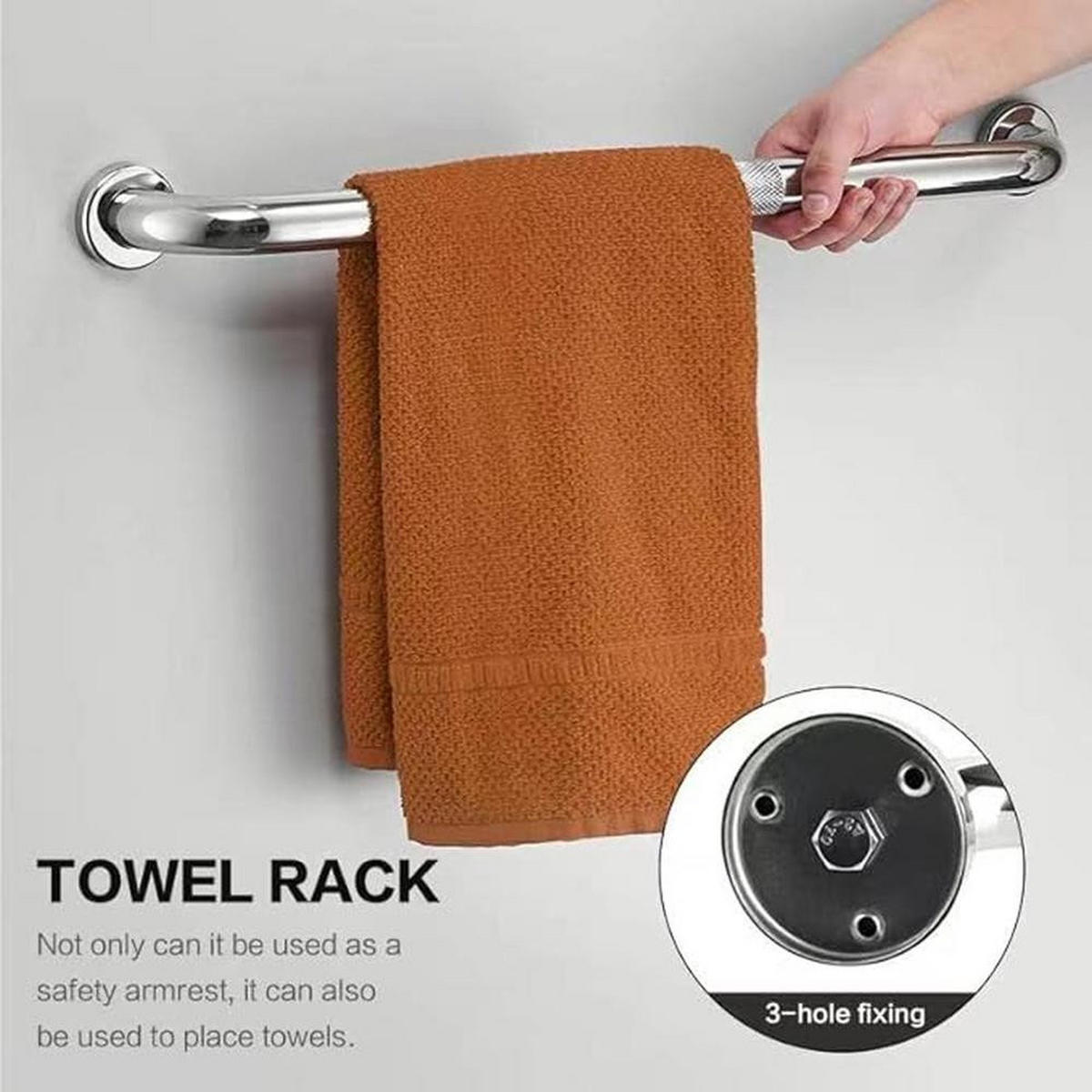 HALTEGRIFFE 2er-Set Edelstahl 40 cm Rutschfester Griff Für Dusche und WC - Silberfarben, Metall (2.5/6/40cm)
