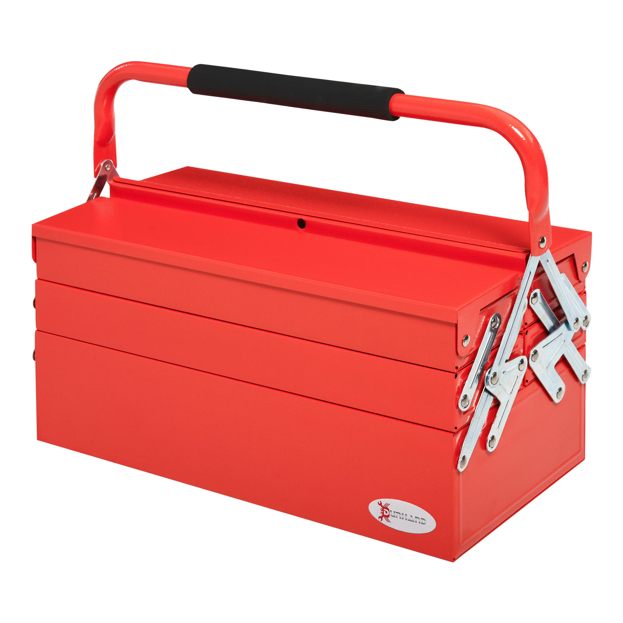 WERKZEUGKASTEN, Faltbarer Stahlkoffer mit 5 Ablagen, Rot - Multicolor, Kunststoff (20/34.5/45cm) - FORIOUS