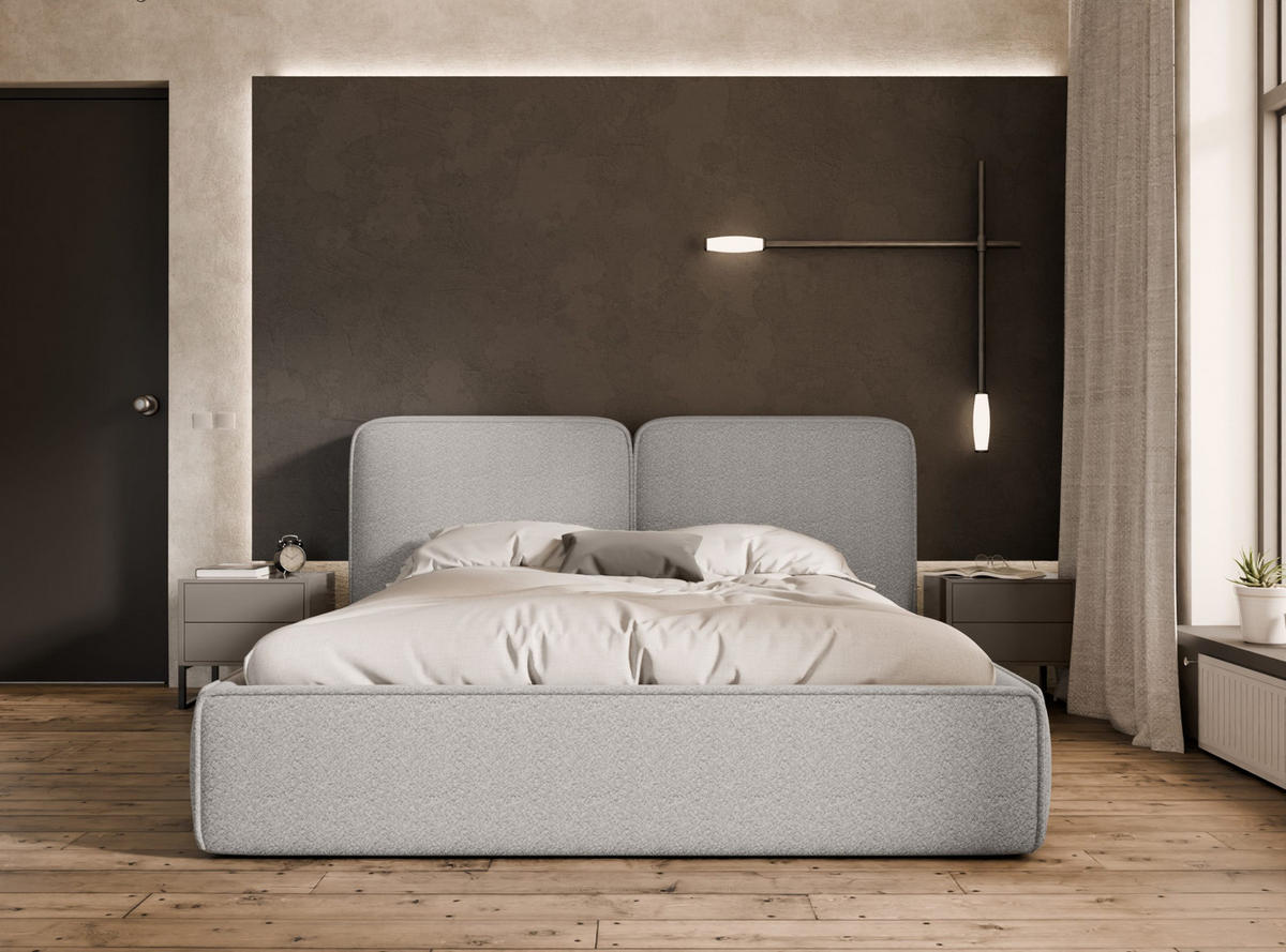 POLSTERBETT Lauga 180x200 cm, Grau - Grau, Textil (180/200cm) - Fedve