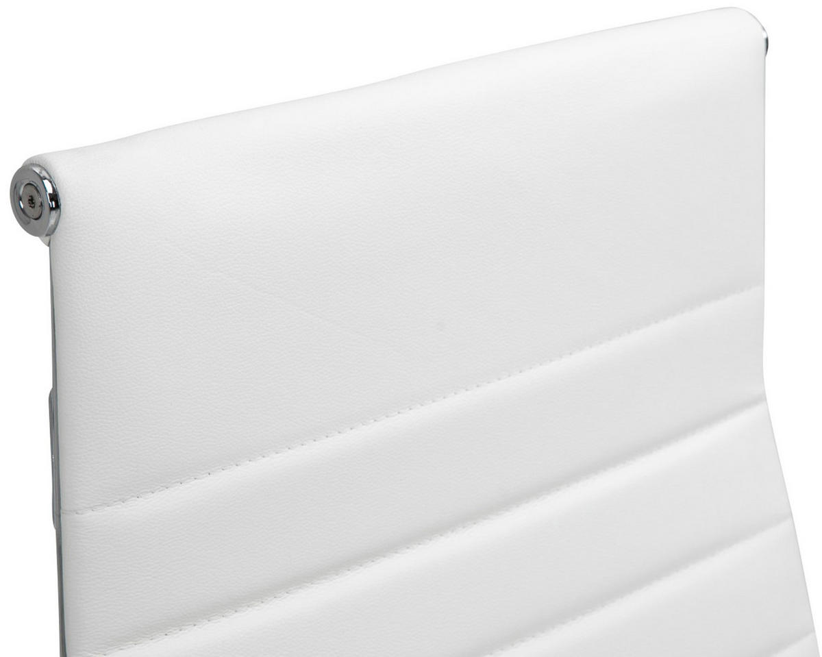 KONTORSSTOL Kolumbus äkta läder - Vit/Kromfärg, Läder/Metall (58/105/66cm) - CLP