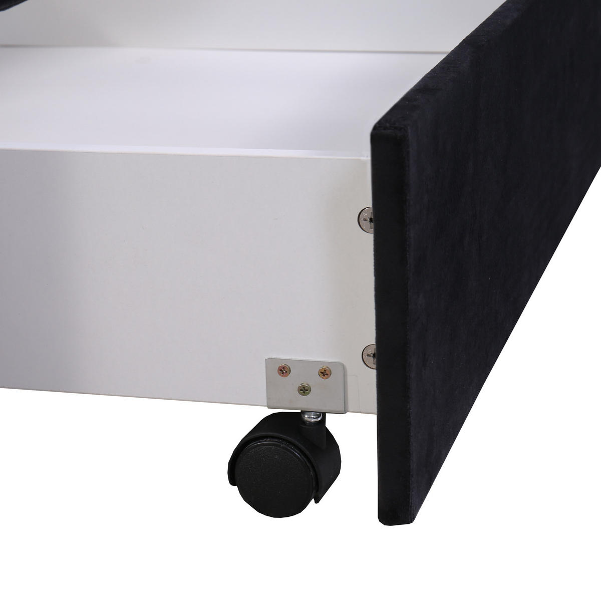 POLSTERBETT 180x200cm Schwarz Samt Mit 2 Schubladen - Schwarz, Textil (180/200cm) - FLIEKS