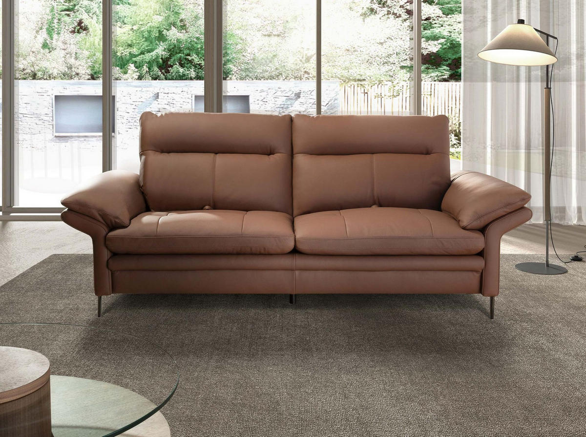 SOFA 3-Sitzer-Sofa aus braunem Leder 208/118/94 cm - Chromfarben/Braun, Leder/Holz (208/94/118cm) - ANGEL CERDA