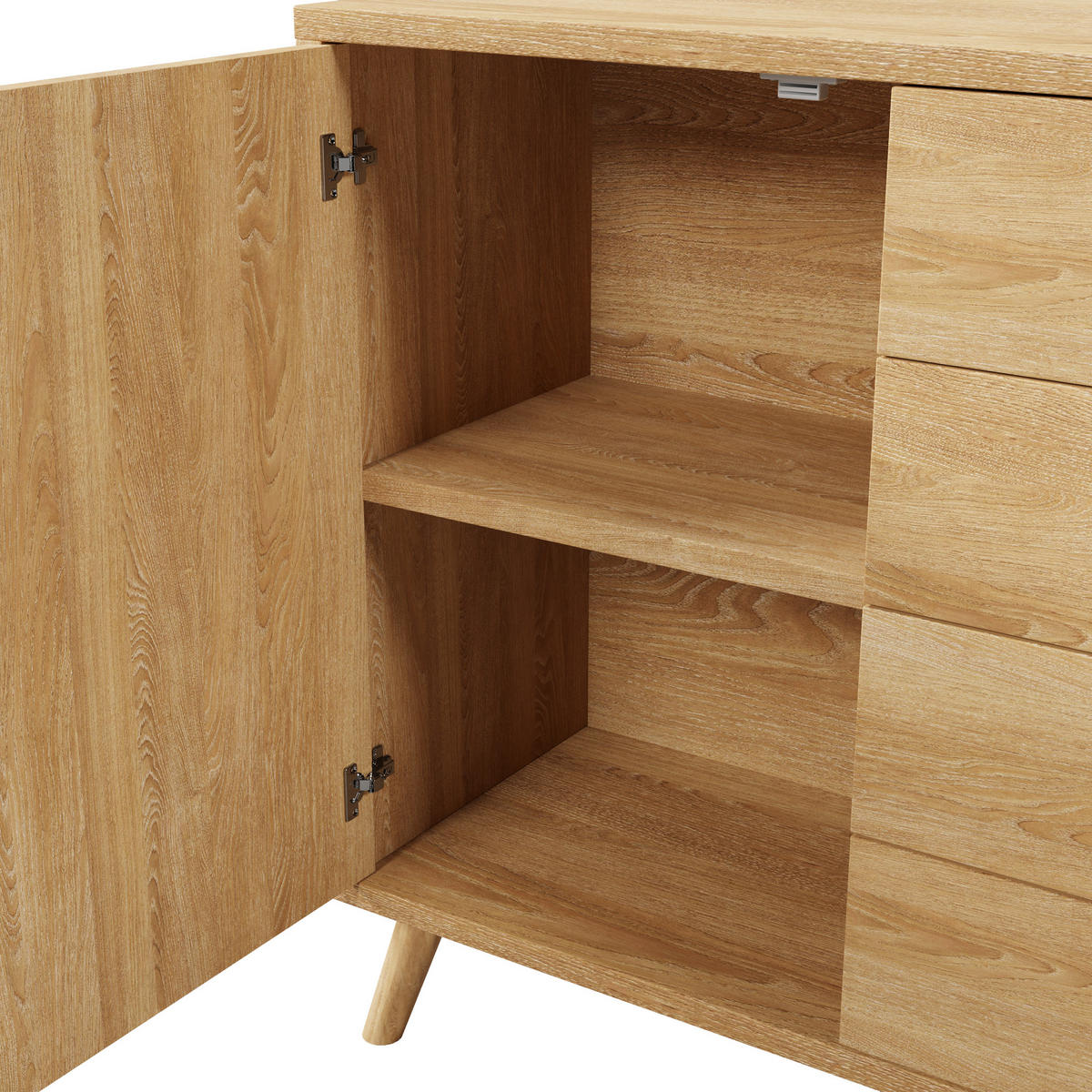 SIDEBOARD in Eichefarben mit 4 Schubladen und 2 Türen für Wohnzimmer, B140/T40/H86 cm - Eichefarben/Naturfarben, Holzwerkstoff (140/86/40cm) - STILVORA