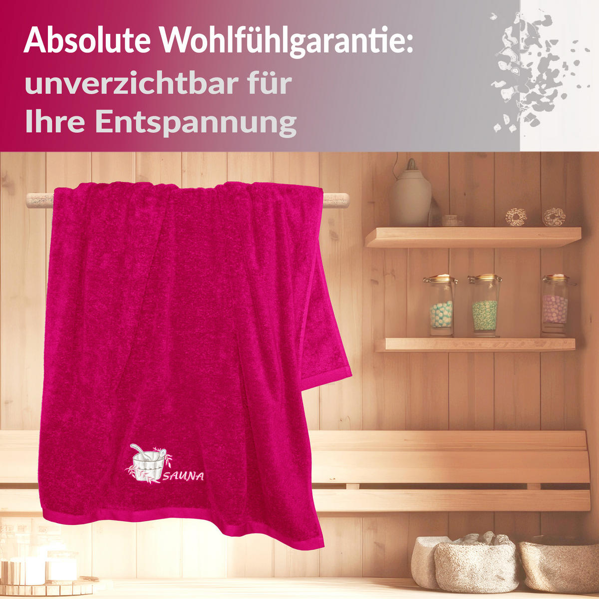 SAUNATUCH Lillby Purpur 100x200 cm - Pink, Textil (100/200cm) - Lashuma