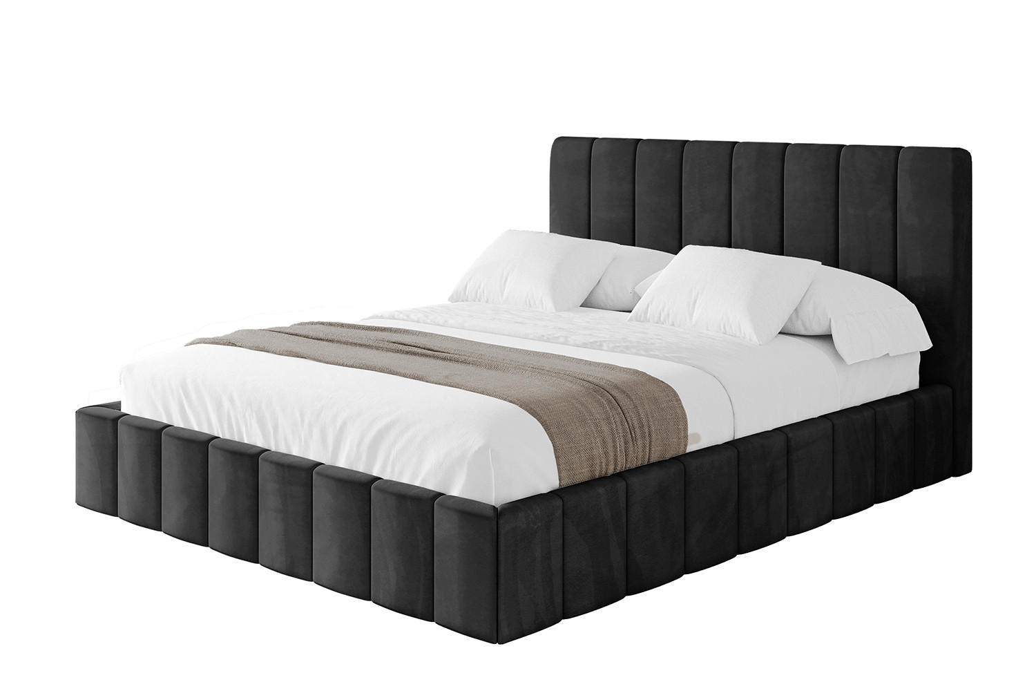POLSTERBETT mit Bettkasten und Lattenrost, Bett mit Matratze H3/H4 - FINO 180x200 Schwarz - Schwarz, Holzwerkstoff/Textil (180/200cm) - ALTDECOR