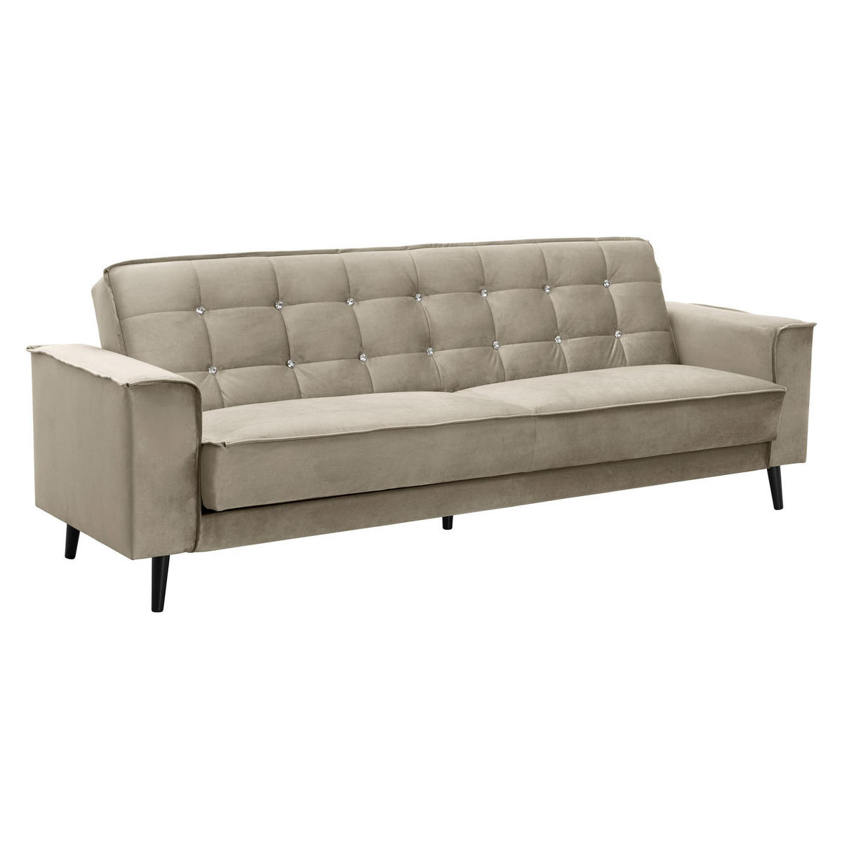 SOFA 3-Sitzer mit Bettfunktion Kaycee Samtvelours sahara - Sahara, Kunststoff (78/84/240cm) - 58aufmkessel
