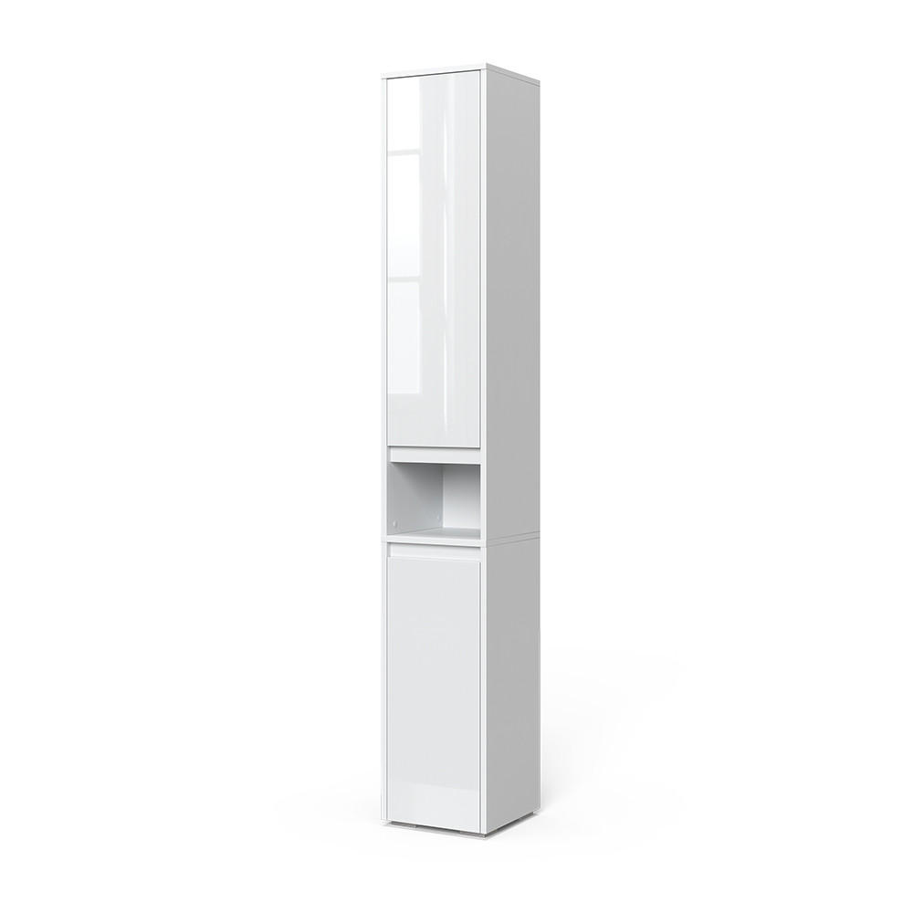 BADSCHRANK Majest Weiß 30.2 x 191.5 cm mit Türen und offenem Fach - Weiß, Holzwerkstoff (30.2/191.5/30cm) - Vicco