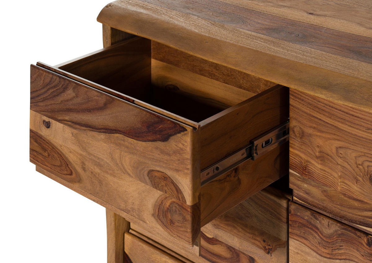 SIDEBOARD Sheesham 146x45x80 natur lackiert / sandgestrahlt PURE SHEESHAM #216 - Braun, Holz (146/80/45cm) - Massivmoebel24