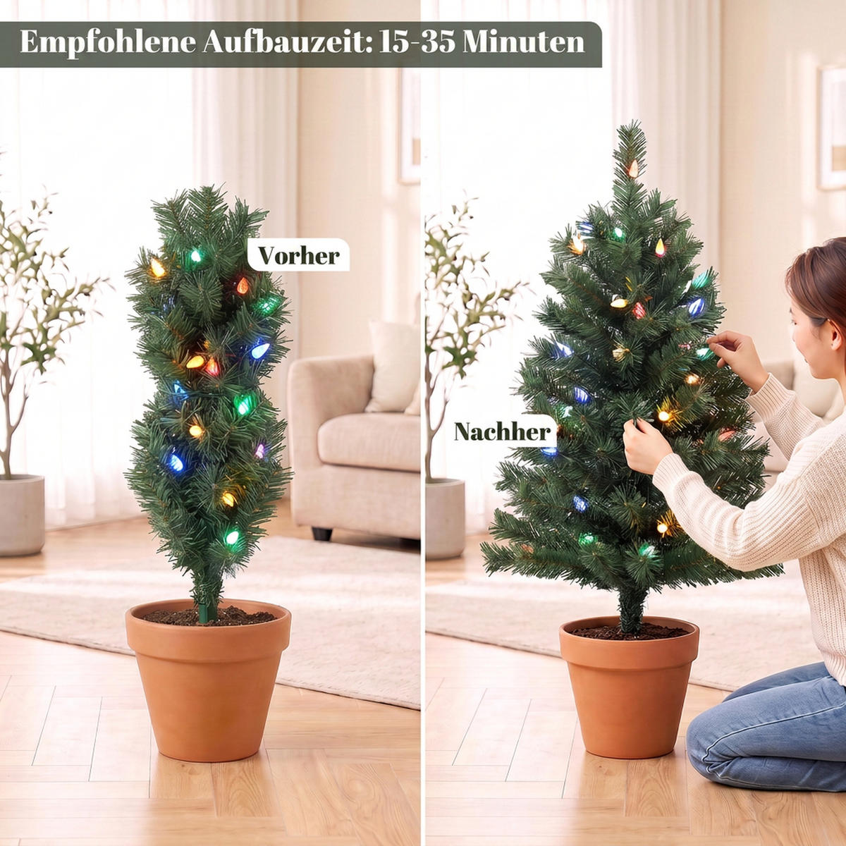 WEIHNACHTSBAUM 2er Set PVC Metall Grün - Grün, Kunststoff (60cm) - HOMCOM