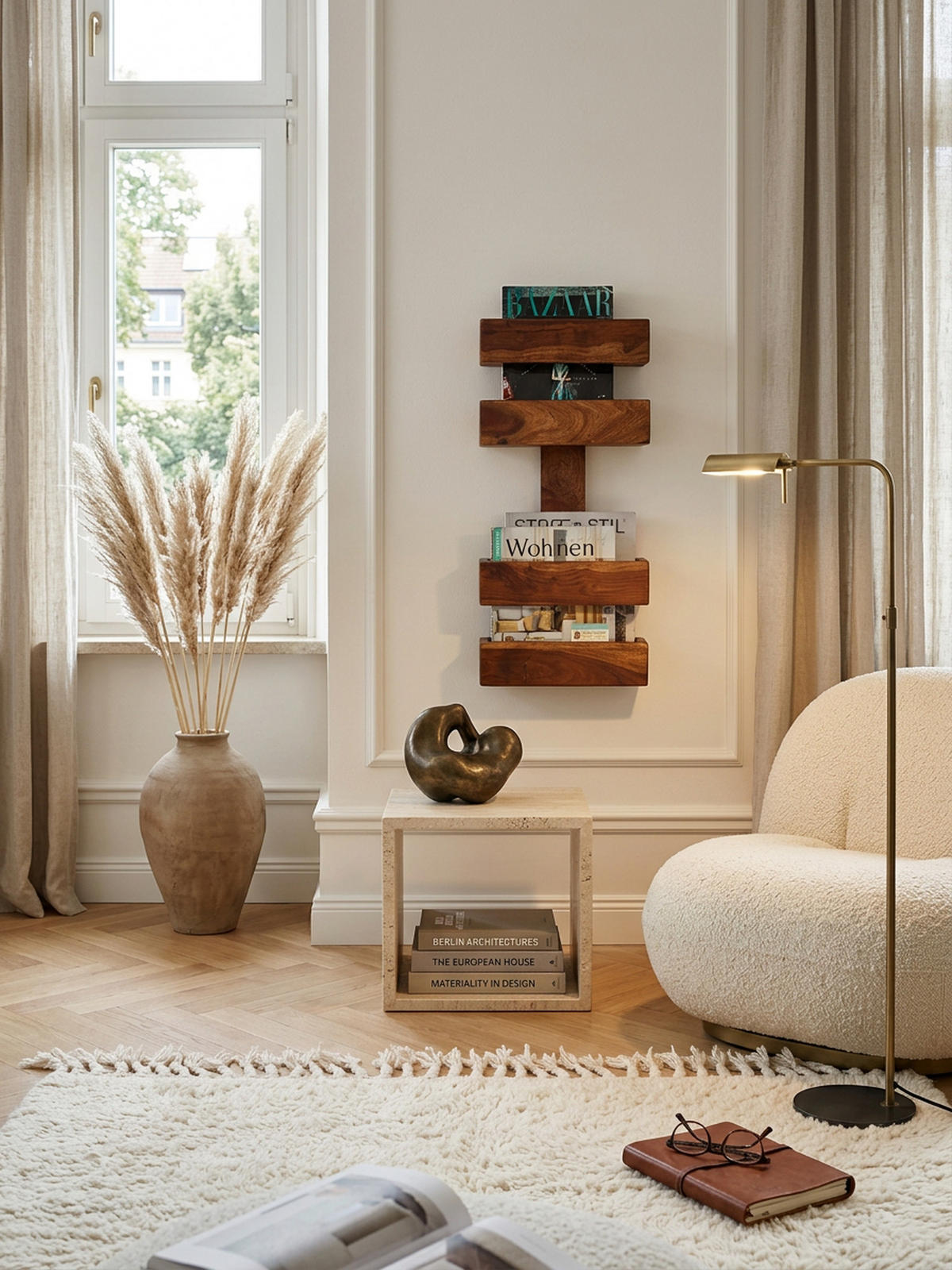 ZEITUNGSSTÄNDER NAKO Massivholz Klassisch Handgefertigt, Braun 30x10x72 cm - Braun, Holz (30/72/10cm) - KADIMA DESIGN