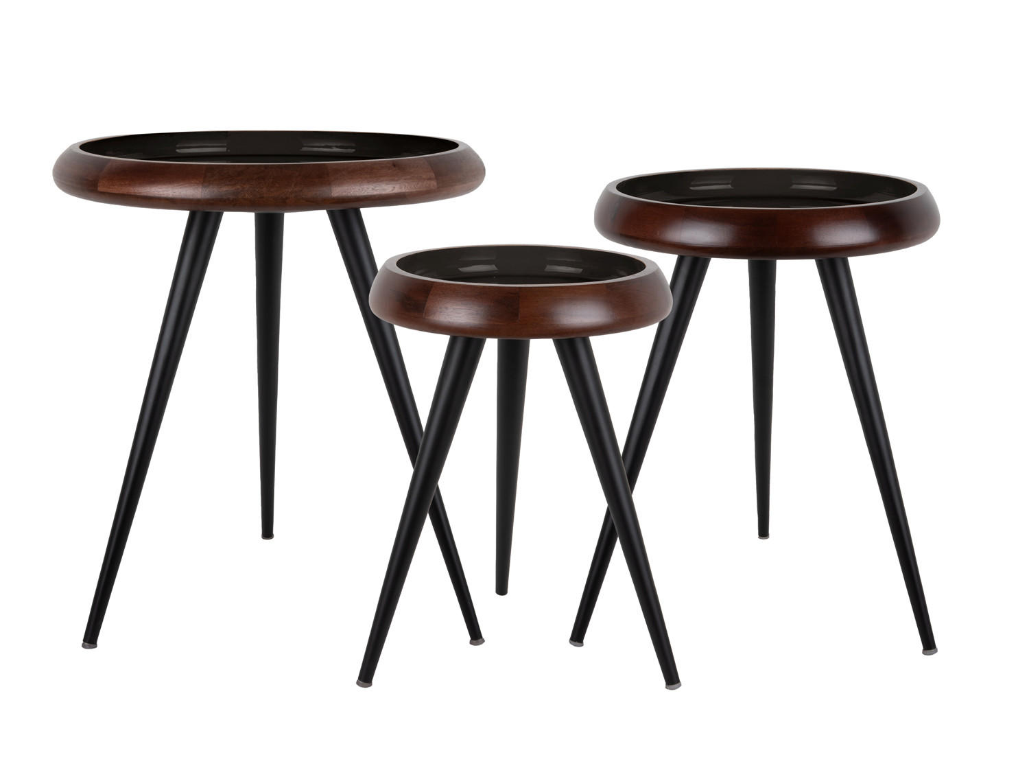 BEISTELLTISCH 3er-Set Tripod 52/52/59 cm - Schwarz, Holz (52/52/59cm) - Leitmotiv