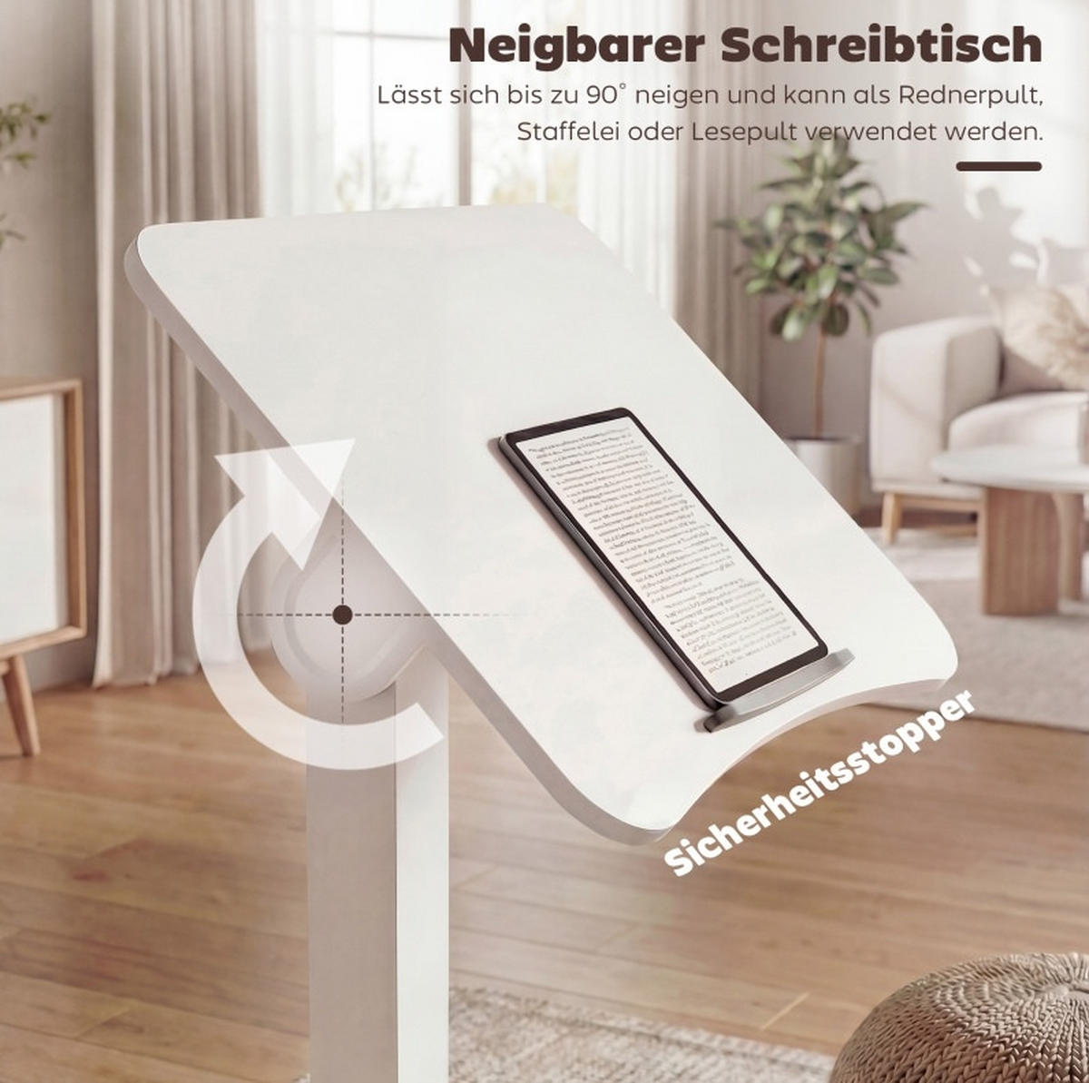 SCHREIBTISCH höhenverstellbar 60,5 x 52 cm Holz Weiß - Weiß, Holz (60.5/52/114cm) - Meubliv