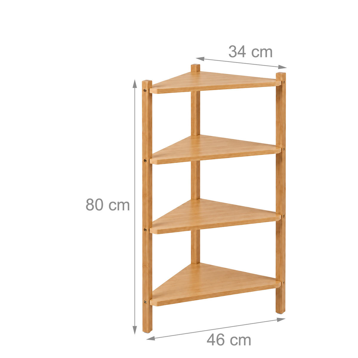 ECKREGAL Natur 4 Ablagen Bambus MDF - Hellbraun, Holz/Holzwerkstoff (46/80/25cm) - Relaxdays
