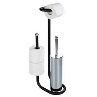 TOILETTENPAPIERSTÄNDER mit WC-Bürste Universalo 23/20/62 cm - Schwarz, Metall (20/62/23cm) - Wenko