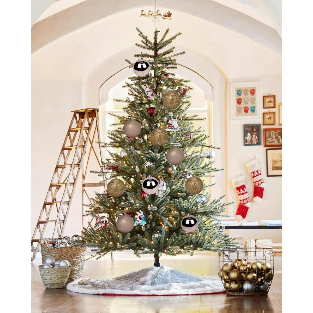 WEIHNACHTSKUGELN 6-teiliges Set 10 cm Braun - Multicolor, Kunststoff (10/10/10cm)