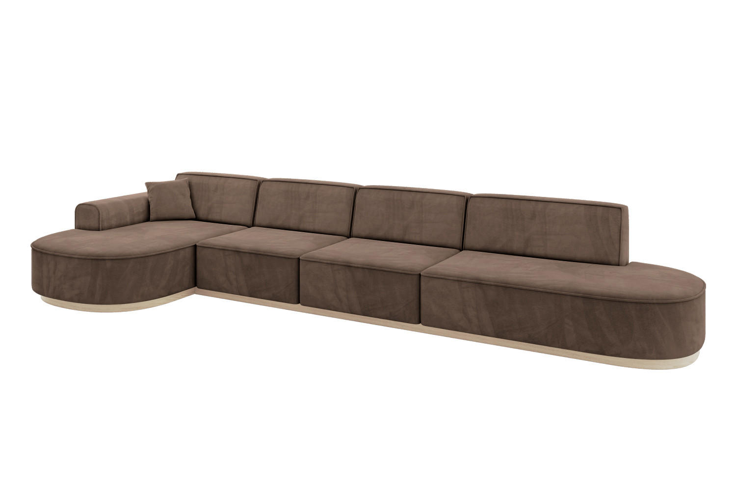 ECKSOFA Ottomane Links MARI-L3-v1 - 413x171x83 cm Braun Velours - Braun, Holzwerkstoff/Textil (413/171cm) - ALTDECOR