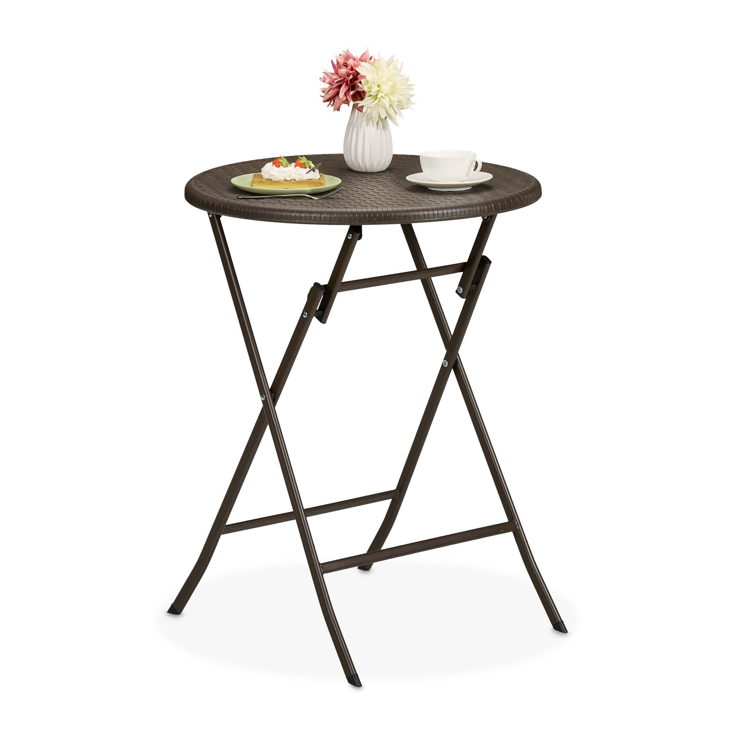 GARTENTISCH - Braun, Kunststoff/Metall (60/60/75cm) - Relaxdays