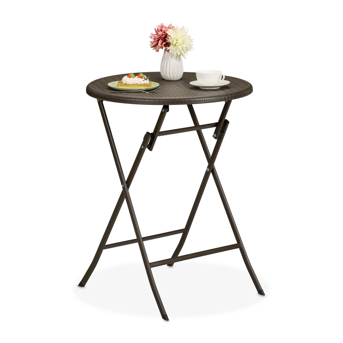 GARTENTISCH - Braun, Kunststoff/Metall (60/60/75cm) - Relaxdays