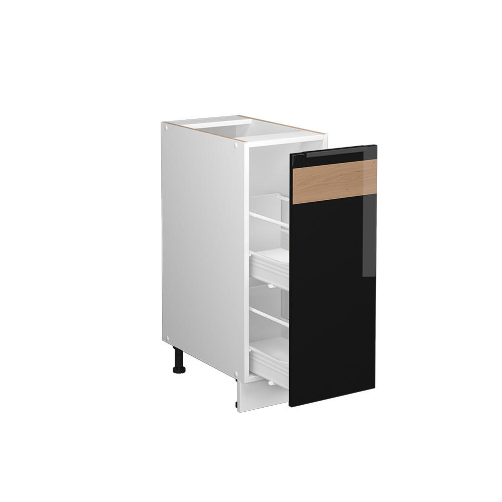 MIDISCHRANK Fame-Line Schwarz-Eiche Hochglanz/Weiß 30 x 82 cm ohne AP - Schwarz Hochglanz/Weiß, Holzwerkstoff (30/82/51.6cm) - Vicco