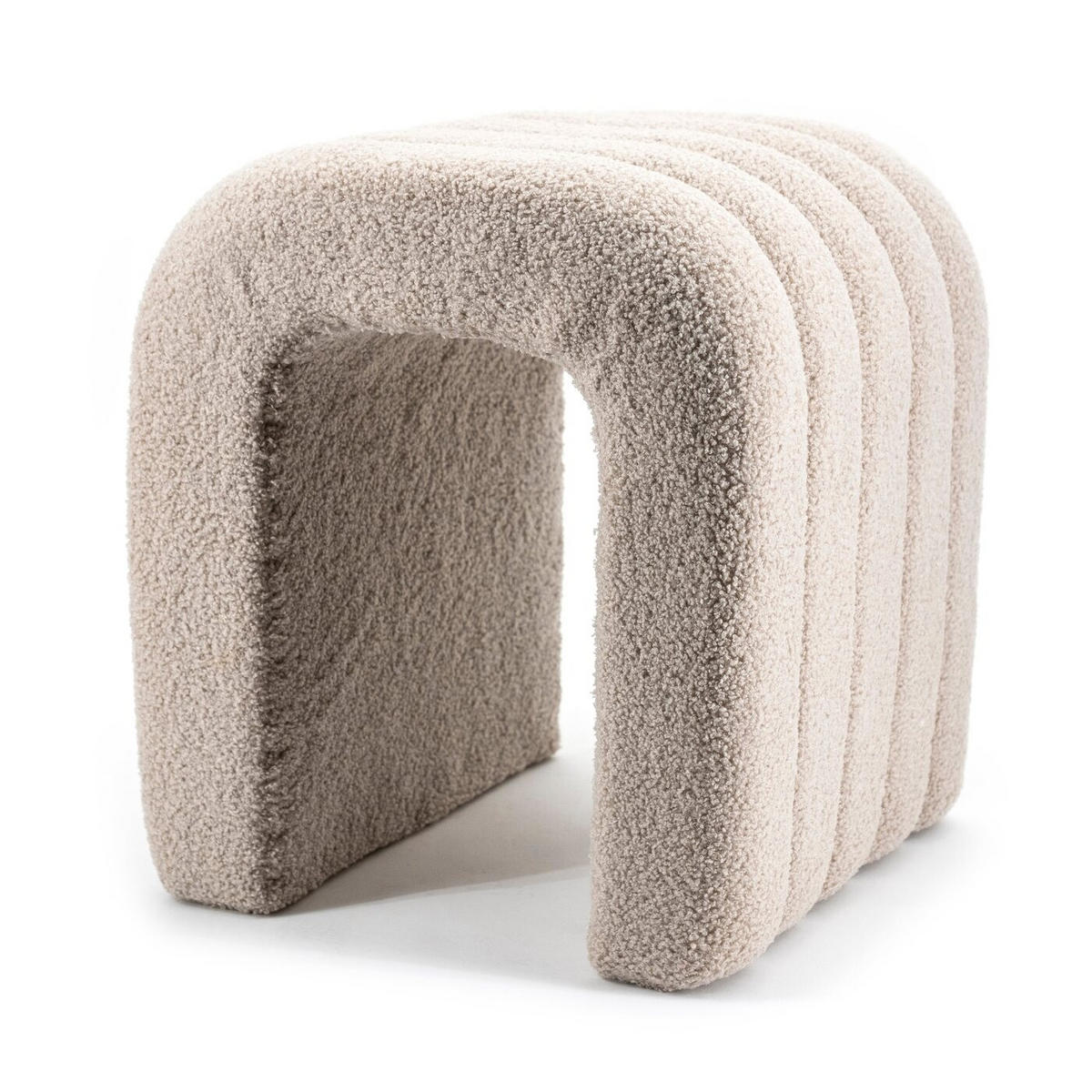 POUF aus Bouclé-Stoff, taupe - Taupe, Textil (41/45/38cm) - Giga Meubel