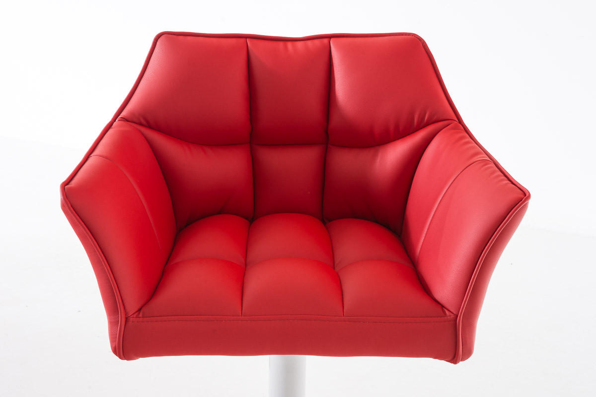 BARHOCKER Sihar Kunstleder Rot Weiß - Rot, Leder/Metall (64/88/45cm) - DELUKE