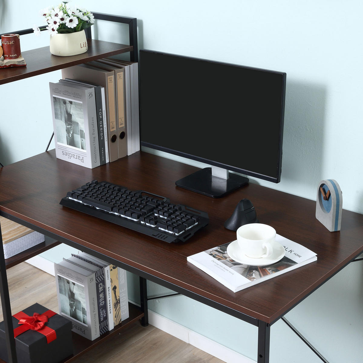 SCHREIBTISCH DE-14847 Nussbaum - Braun, Holzwerkstoff (120/64/121cm) - ComfortXL