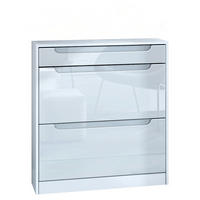 SCHUHSCHRANK Venezia Schmal mit 2 Klappen und 1 Schublade, Platzsparender Schuhkipper, Weiß Hochglanz (89 x 95,5 x 23 cm) - Weiß Hochglanz, Holzwerkstoff (89/95.5/23cm) - InnoFurn