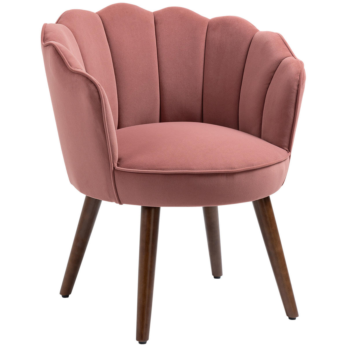 SESSEL DE-06521 Loungesessel in Muschelform, Samtoptik, Holzbeine Rosa - Pink, Holz/Textil (66/78.5/66cm) - ComfortXL