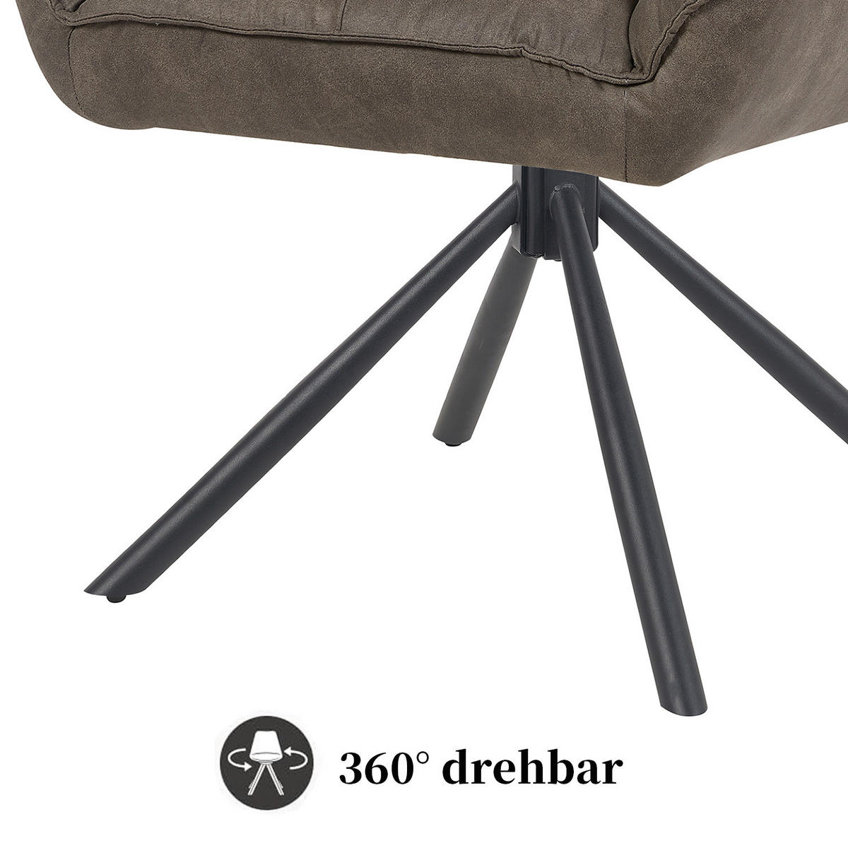 DREHSTUHL Mika-Mira 2er-Set - Taupe/Schwarz, Textil/Metall (60/88/68cm) - DUBI Möbel