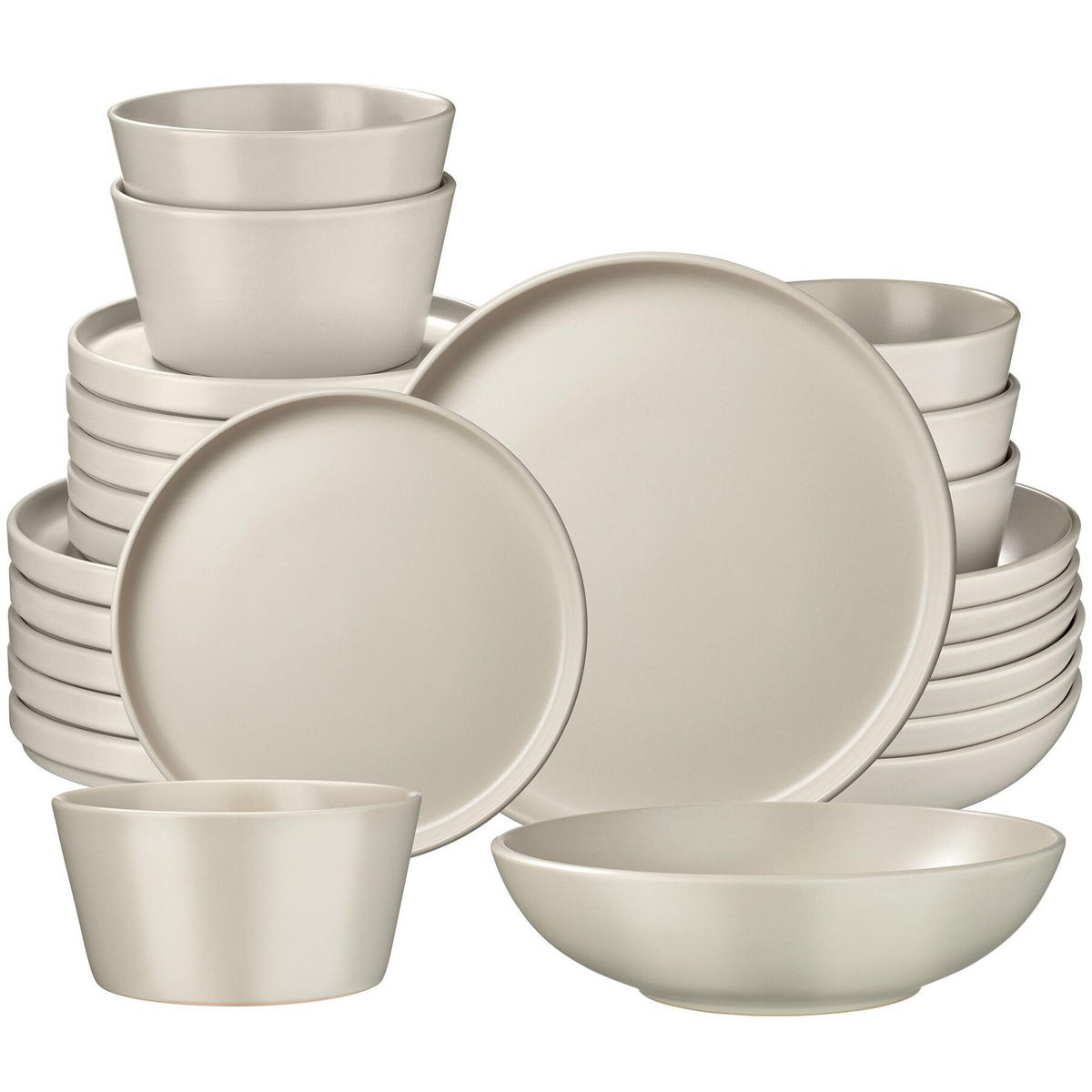 TAFELSERVICE Una,ineinander stapelbar,taupe - Taupe, Keramik (26/2.3/26cm) - tectake