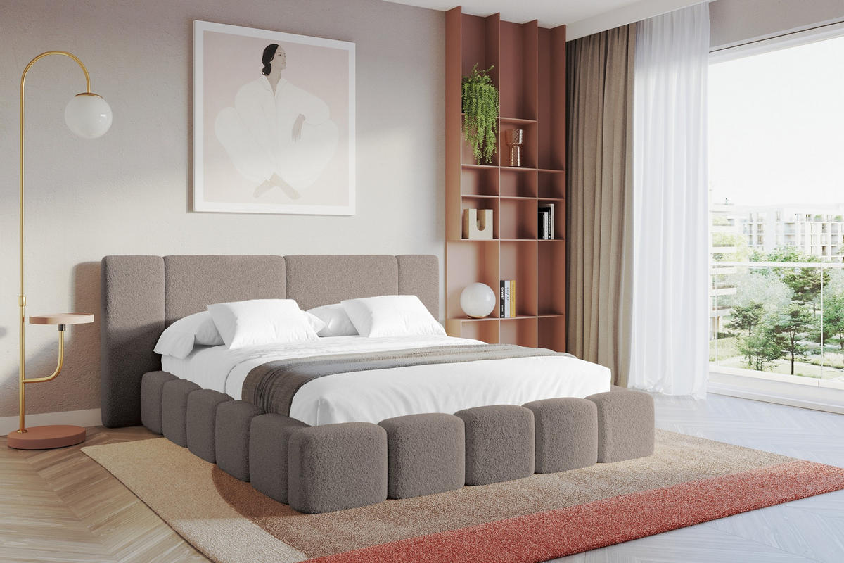 POLSTERBETT mit Bettkasten und Lattenrost, Bett mit Matratze H3/H4 - NILO 140x200 Braun - Braun, Holzwerkstoff/Textil (140/200cm) - ALTDECOR