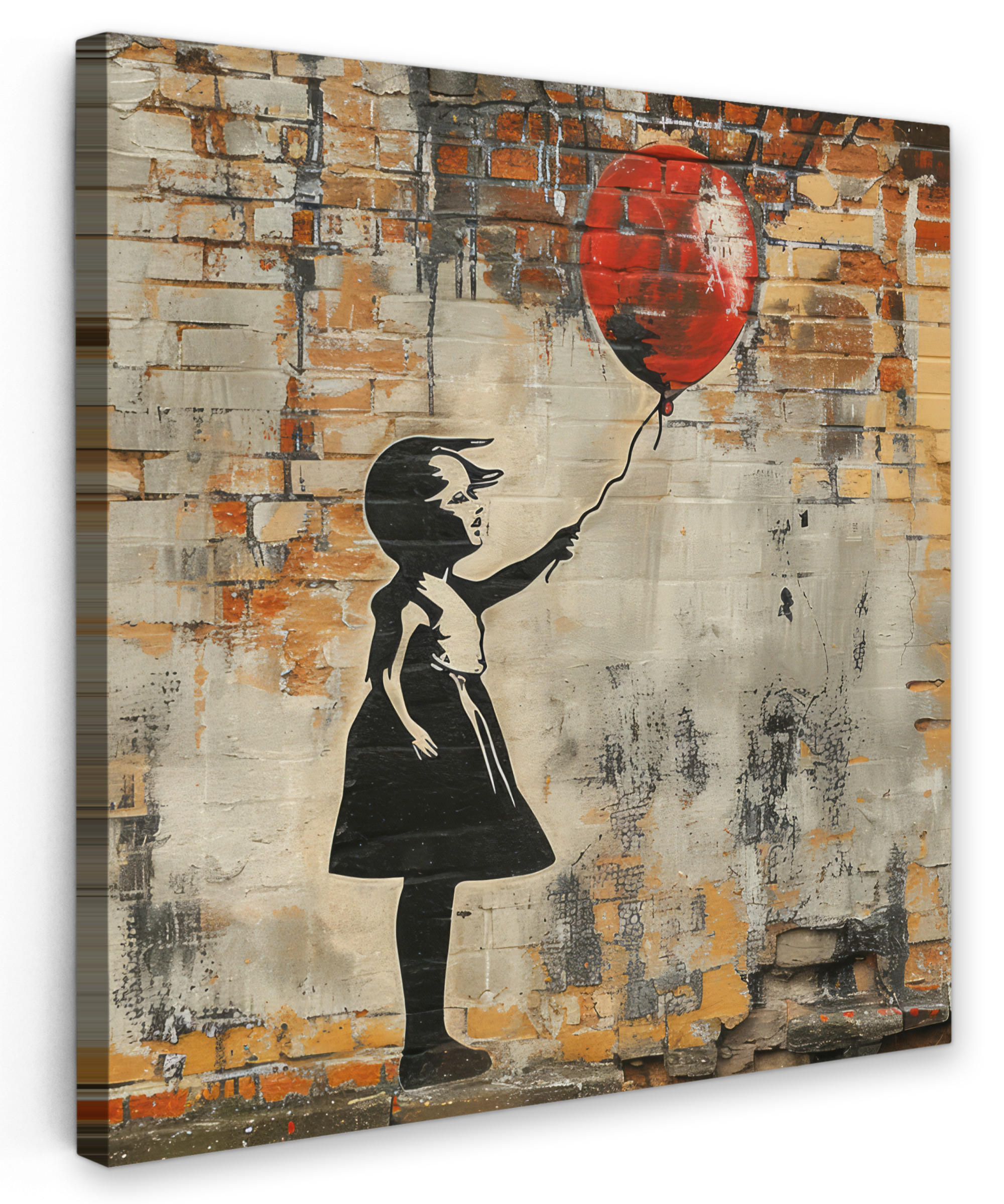 MuchoWow OBRAZ NA PLÁTNĚ Graffiti - Banksy - Dívka - Street art 50x50 cm