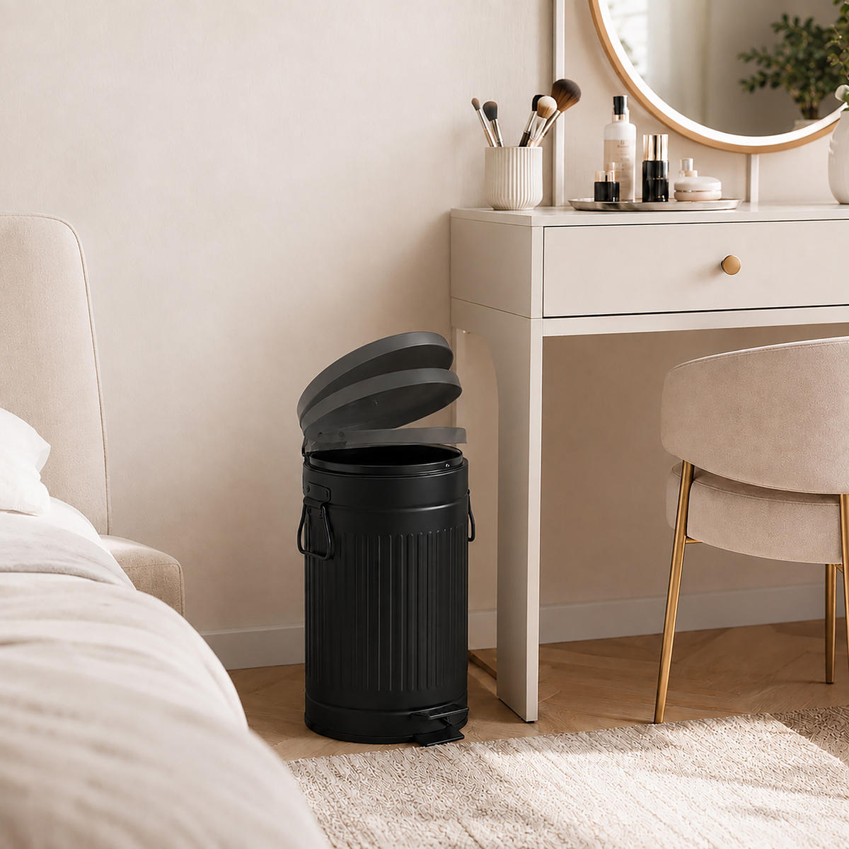 PUBELĂ Neagră 12 l cu pedală softclose metal - negru, material plastic/metal (25/41/25cm) - Relaxdays
