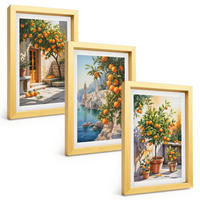 BILDER SET 3er Set - 20x30 cm Goldrahmen - Gemalte Zitruslandschaften - Goldfarben, Kunststoff (20/30cm) - TULUP