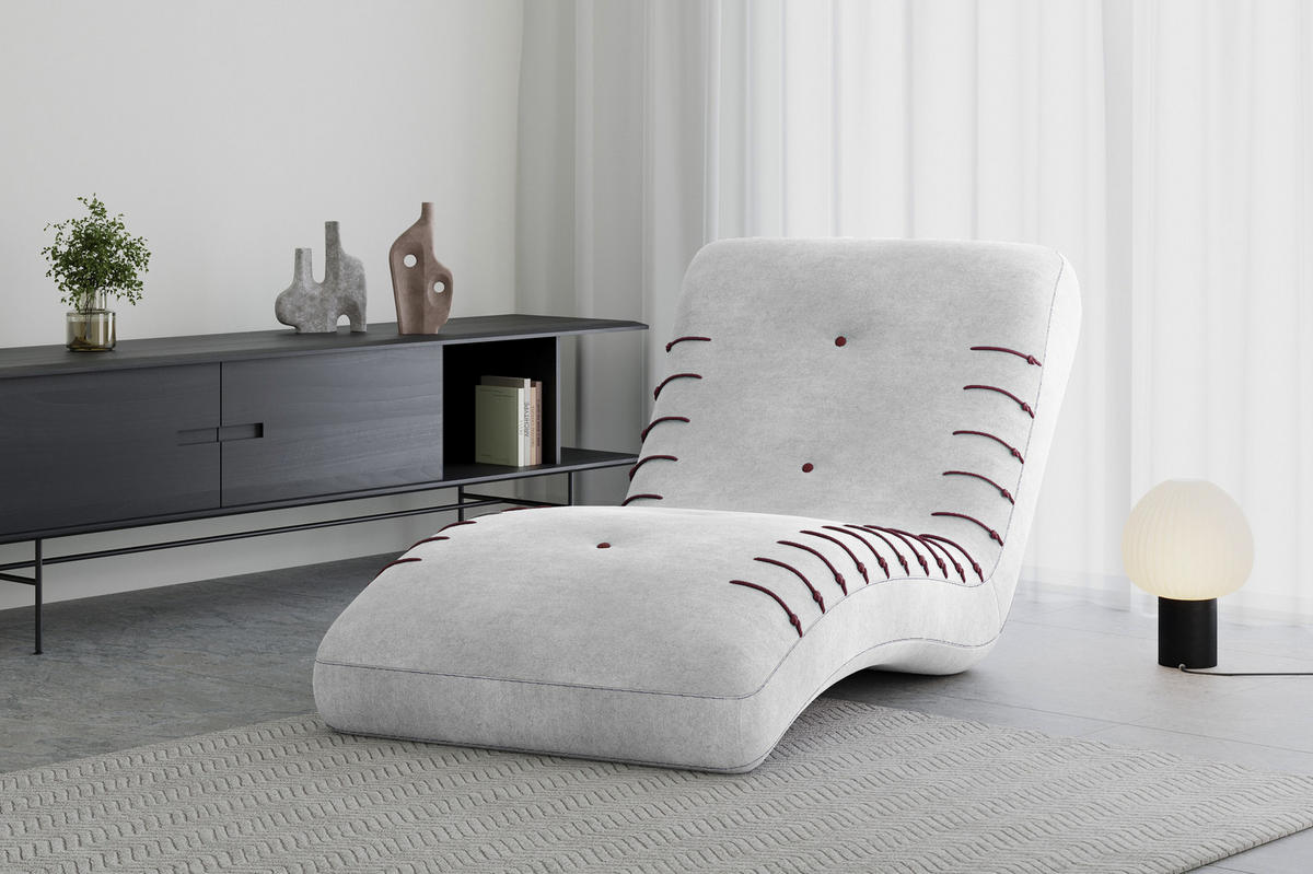 CHAISELONGUE SPLINE - Hellgrau, Holzwerkstoff (83/80/172cm) - Möblo
